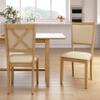 Bush Home Upholstered Dining Room Chairs Set of 2, Farmhouse Wooden X Back Design with Cushioned Seats, Kitchen Table Seating, No Table, Key West Collection, Blonde Oak and Bright Beige Fabric view 2