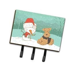 Airedale Terrier Snowman Christmas Leash or Key Holder
