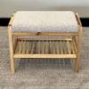 Fairway Avenue Home Solid Acacia Padded Bench - Natural with Taupe view 3