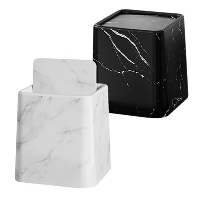 BESTYASH 2Pcs Elegant Marble Pattern Trash Can with Swing Lid Small Desktop Waste Bin for Bathroom Bedroom Kitchen and Office Stylish Garbage Can with Construction for Easy