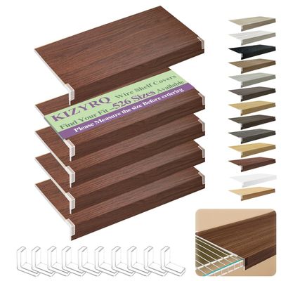 5 Pack Wire Shelf Covers,29x16x2in Wire Rack Covers for Pantry Durable PVC Shelf Liners-0.31 inch Thick, Moisture-Resistant Shelves Cover for Store Pantry Kitchen Removable Closet,#03 Walnut