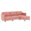 107.8" Oversized Comfort Sofa Bed with Movable Ottoman, 3-seater Breathable Chaise, Chic Spacious Couch with Clean Lines Armrests & Side Pockets & Sturdy Wood Frame for Living Room Study Office, Red view 2