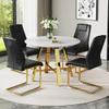 AISYKOD Round Dining Table Set for 4, Modern Kitchen Dining Table Chairs Set for 4, 42" Faux Marble Dining Room Table Set & 4 PU Leather Chairs for Kitchen Living Office Cafe Small Space view 1