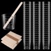 200 Packs 60ml/2oz Plastic Mixing Cups Disposable Graduated Cups Measuring Cups with 200 Pcs Wooden Stirring Sticks, Clear Epoxy Mixing Cup for Resin, Laboratory, Mixing Paint, Stain, Epoxy view 1