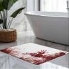 BOSIJOY Bath Mat Absorbent Bathroom Rug,Halloween Horror Bloody Handprint Non Slip Quick Dry Bath Rugs Diatomite Stone Shower Mat,Red Blood White Washable Doormat Kitchen Mats view 2