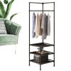 Entryway Garment Rack - Corner Floor Clothes Stand, Rustic Metal Frame Organizer | 17.72x17.72x70.87 Inches Multifunctional Shelf for Coats Shoes Storage, Compact Farmhouse Accent Ideal Hallway Living view 1