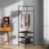 Entryway Garment Rack - Corner Floor Clothes Stand, Rustic Metal Frame Organizer | 17.72x17.72x70.87 Inches Multifunctional Shelf for Coats Shoes Storage, Compact Farmhouse Accent Ideal Hallway Living view 2