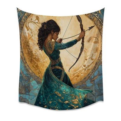 Artemis Moon Goddess Art Tapestry Vintage Greek Mythology Artwork Aesthetic Tapestries Boho Feminine Divine Wall Hanging Decor for Living Room Dorm Home Decorationwhite40x60inch