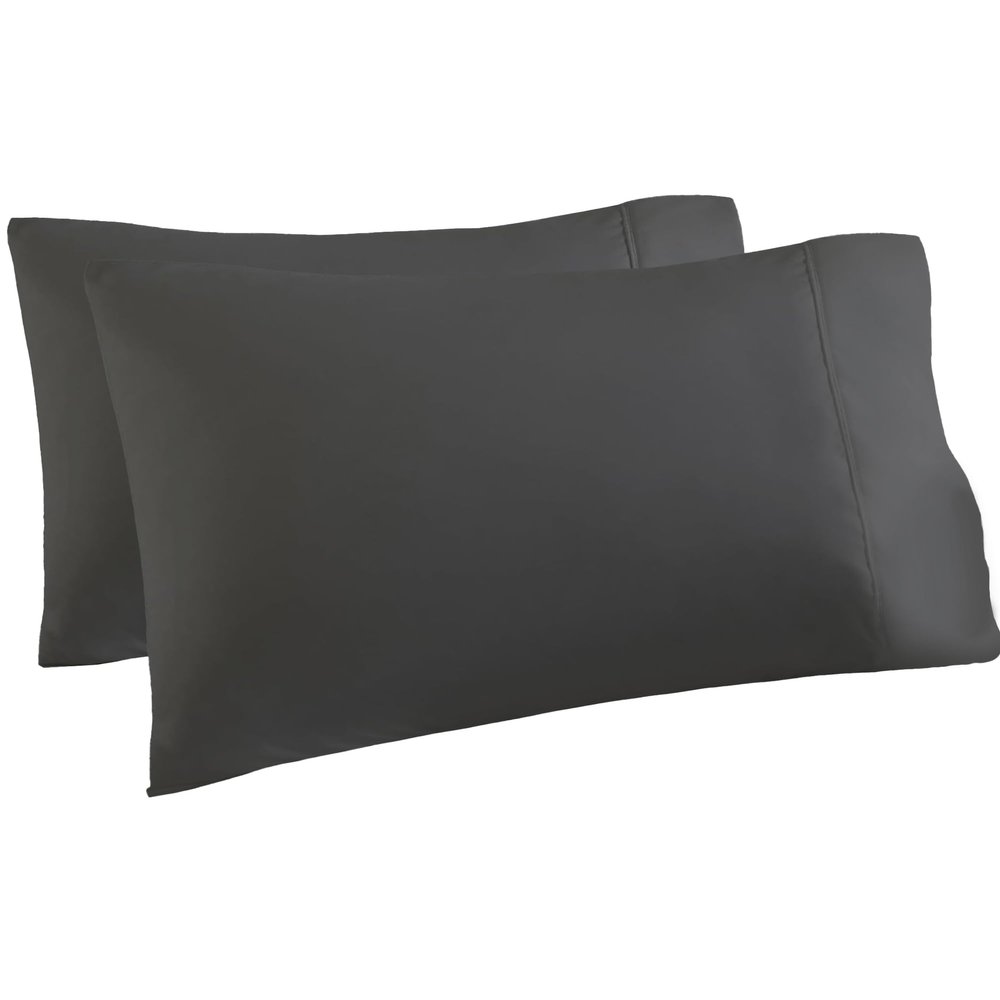 1000TC Pillow Cases Set of 2  Standard/Queen Size 100% Egyptian Cotton Pillow Covers (20 X 30), Long Staple Pillow Cover, Luxuriously Ultra Soft Pillowcase for Home & Hotel - Dark Gray