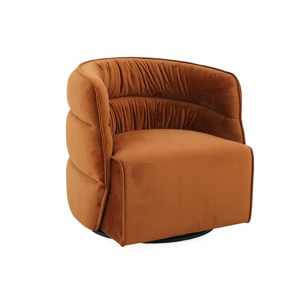 100% New 1pc Modern Style Swivel Chair Iving Room Armchair- Burnt Orange Velvet Living Room Furniture