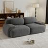 SoarTalent Deep Seat Floor Sectional Loveseat Sofa, 81" 2-Seater with Lumbar Support - No Assembly, Corduroy Fabric, Grey for Living Room Home Theater view 1
