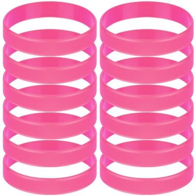 MATEPLUS 12P Pink Silicone Sport Elastic Bracelet For Cancer Awareness