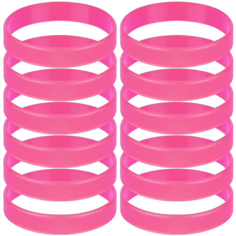 MATEPLUS 12P Pink Silicone Sport Elastic Bracelet For Cancer Awareness