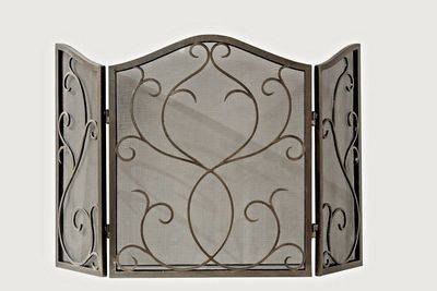 Fireplace Screen Guard, Fireplace Screens Bronze Mesh Scrolled Fireplace Fire Screen Iron Flared Firescreen 50" W Fireplace Screen Flat Fireplace Scre