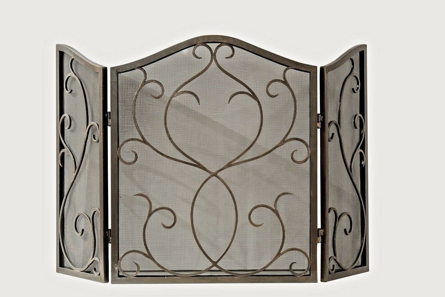 Fireplace Screen Guard, Fireplace Screens Bronze Mesh Scrolled Fireplace Fire Screen Iron Flared Firescreen 50" W Fireplace Screen Flat Fireplace Scre