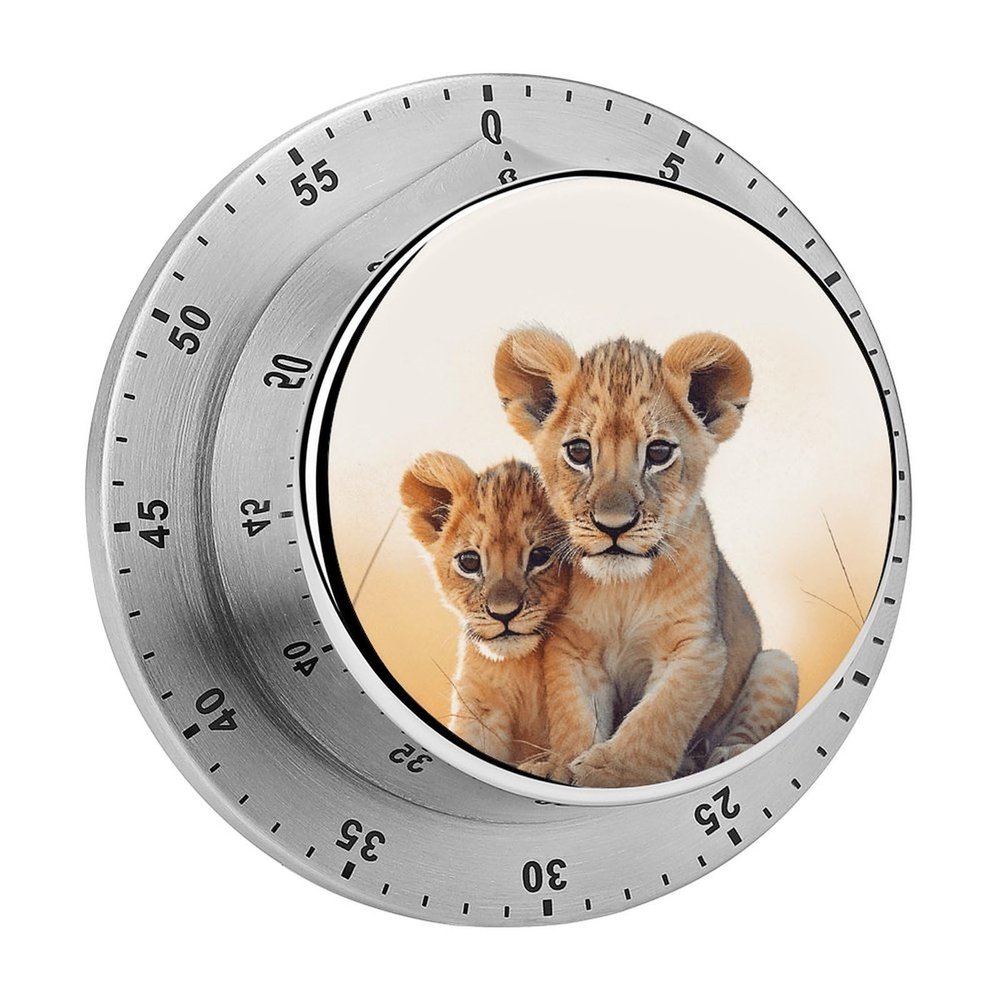 Mechanical Kitchen Timers 60 Minute Small Lion Wind Up Timer Chef Cooking Timer Clock with Loud Alarm, No Batteries Required, Countdown Reminder Magnetic, for Classroom Home Baking