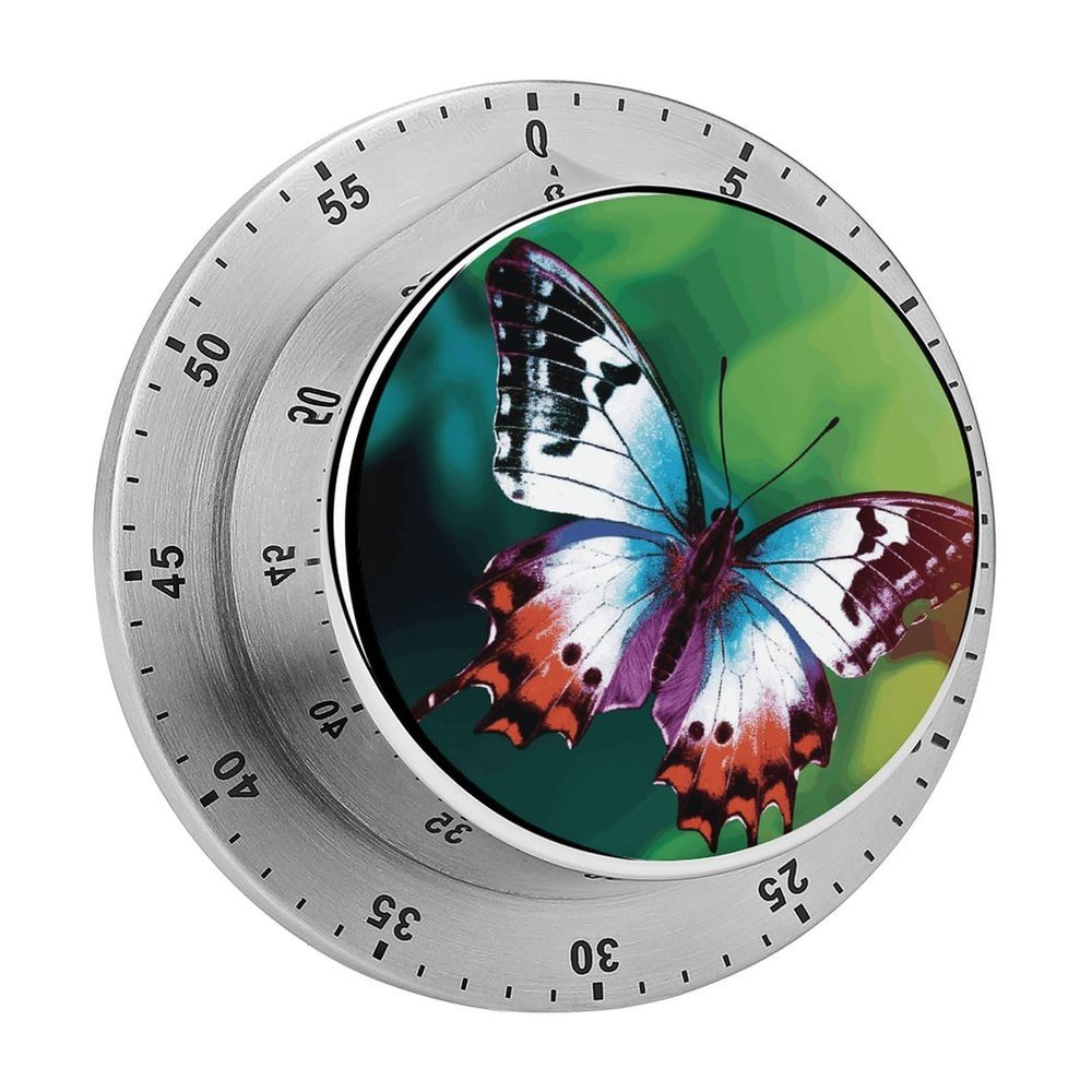 Beautiful Butterfly Mechanical Kitchen Timer Manual 60 Minute Wind Up Timer, Loud Timers for Hard of Hearing, No Batteries Required, Countdown Timers for Cooking Classroom Gym Home