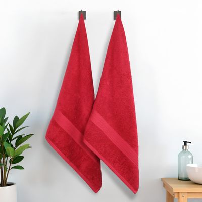 SUPERIOR Eco-Friendly Cotton Lightweight Bath Sheets, for Bathroom, Shower, Pool, Quick Dry Home Essentials, Sustainable Towels, 2 Pack Oversized Towels, Includes 2 Bath Sheets, 34" x 68", Cranberry