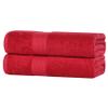 SUPERIOR Eco-Friendly Cotton Lightweight Bath Sheets, for Bathroom, Shower, Pool, Quick Dry Home Essentials, Sustainable Towels, 2 Pack Oversized Towels, Includes 2 Bath Sheets, 34" x 68", Cranberry view 2