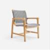 Amador Dining Chair with Armrest Solid Teak Frame, Handwoven Cord Seat, Fully Assembled (Natural/Light Grey Basket Cord) view 1