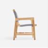 Amador Dining Chair with Armrest Solid Teak Frame, Handwoven Cord Seat, Fully Assembled (Natural/Light Grey Basket Cord) view 2