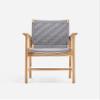 Amador Dining Chair with Armrest Solid Teak Frame, Handwoven Cord Seat, Fully Assembled (Natural/Light Grey Basket Cord) view 4