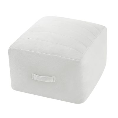 MeMoreCool Square Stuffed Pouf Ottoman Foot Rest, Floor Pouf Foot Stool with Foam Chunk Filling, Soft Stuffed Ottoman Footrest for Living Room, Off-White