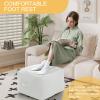MeMoreCool Square Stuffed Pouf Ottoman Foot Rest, Floor Pouf Foot Stool with Foam Chunk Filling, Soft Stuffed Ottoman Footrest for Living Room, Off-White view 3