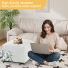 MeMoreCool Square Stuffed Pouf Ottoman Foot Rest, Floor Pouf Foot Stool with Foam Chunk Filling, Soft Stuffed Ottoman Footrest for Living Room, Off-White view 4