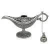 Dam Skerisi Antique Pewter Arabian Lamp Tabletop Retro Zinc Alloy Legend Wishing Light for Costume Party Decoration with Exquisite Relief and Wonderful Idea view 2