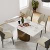 63" Modern Dining Table for 4-6, White Rectangle Dining Table, Sintered Stone Dining Tabletop with U-Shape Carbon Steel Pedestal (Table Only) view 3