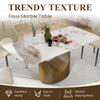63" Modern Dining Table for 4-6, White Rectangle Dining Table, Sintered Stone Dining Tabletop with U-Shape Carbon Steel Pedestal (Table Only) view 4