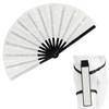 ffscafscn Folding Fan Clack Hand 13inch Bamboo Holster for women Dancing Party Wedding Night Club Concert Festival Large (Silver) view 1