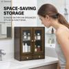 RZGZKLSH Bamboo Countertop Storage Cabinet, Fluted Acrylic Doors, 2 Drawers view 2