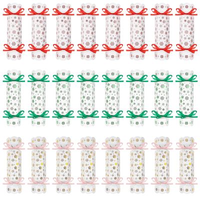 CCINEE 24PCS Christmas Candy Boxes Empty Christmas Treat Gift Boxes Xmas Paper Boxes with Ribbon Candy Shape Sweet Boxes for Xmas Party Supplies Decorations