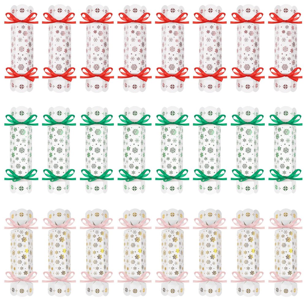 CCINEE 24PCS Christmas Candy Boxes Empty Christmas Treat Gift Boxes Xmas Paper Boxes with Ribbon Candy Shape Sweet Boxes for Xmas Party Supplies Decorations
