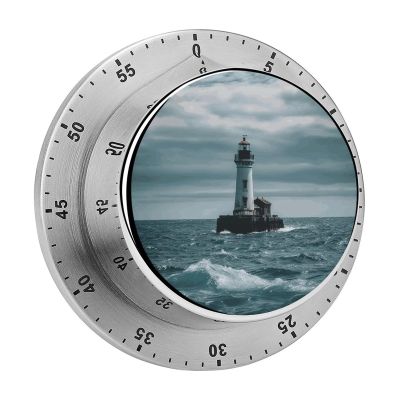 Lighthouse Ocean Egg Timers for Kitchen Mechanical Kitchen Timers, 60 Minute Visual Countdown Timer with Alarm, Loud Timer for Hard of Hearing, No Batteries Required, for Cooking Classroom Gym