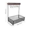 Cabilock Jewelry Display Shelf Black Iron Wood with Hooks for Desk view 2