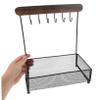 Cabilock Jewelry Display Shelf Black Iron Wood with Hooks for Desk view 4