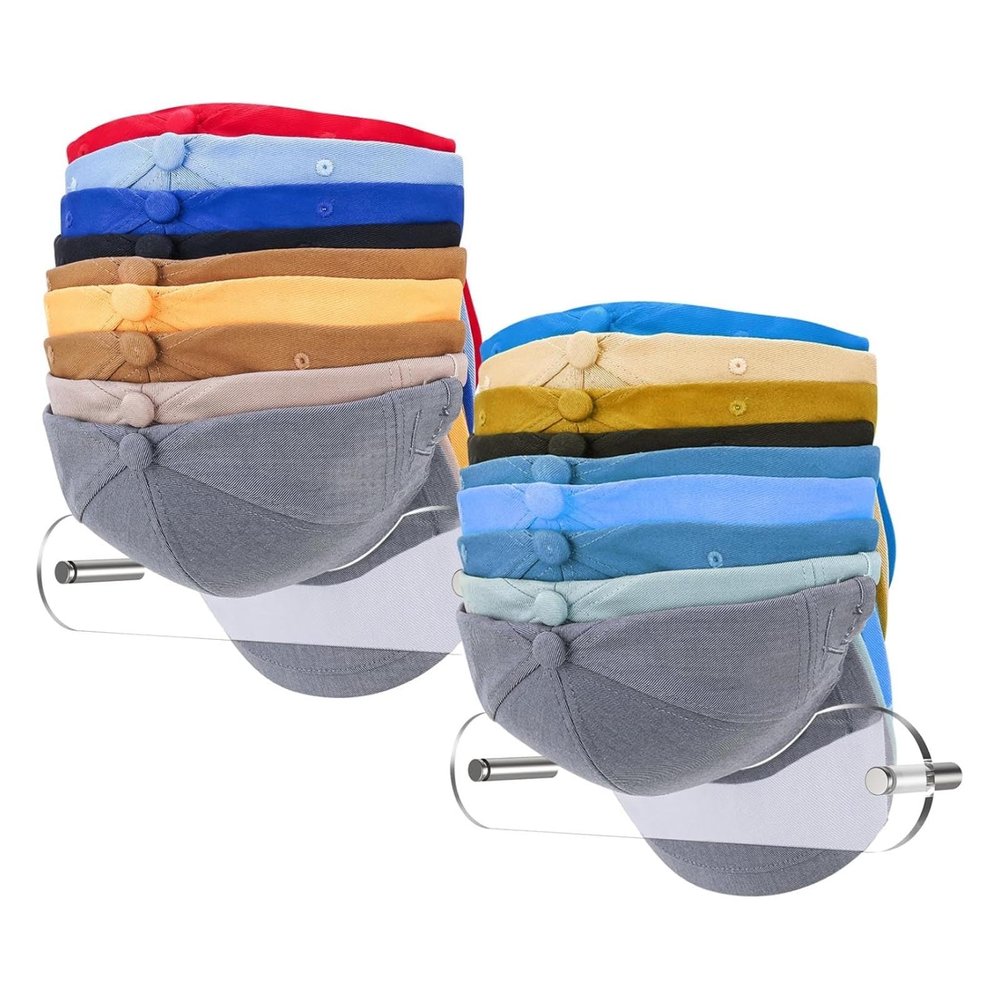 AUNMAS Hat Rack for Wall, Space Saving Floating Acrylic Baseball Hat Storage Organizer Wall Mounted for Closet Bedroom