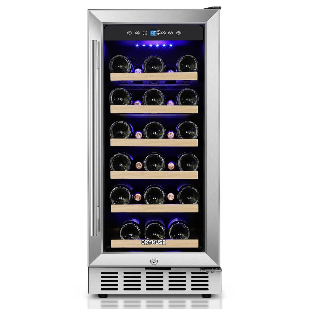 ORYMUSE 15 Inch Wine Fridge, 30 Bottle Under Counter Wine Cooler Built-In