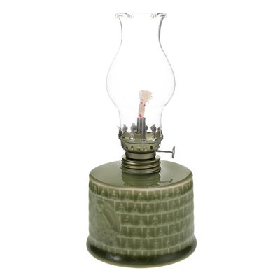 Cabilock Vintage Kerosene Lamp Hand Painted Ceramic Green 6.76X3.22X3.22in
