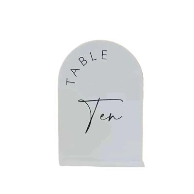 Arch Wedding Signs 3D Table Number Plate With Base(White,Tables 1-25)