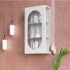 Floating Wall Cabinet, Metal Medicine Cabinet with Glass Door, Over-The-Toilet Storage, Wall-Mounted Bathroom Organizer with Doors for Cosmetics & Essentials view 1