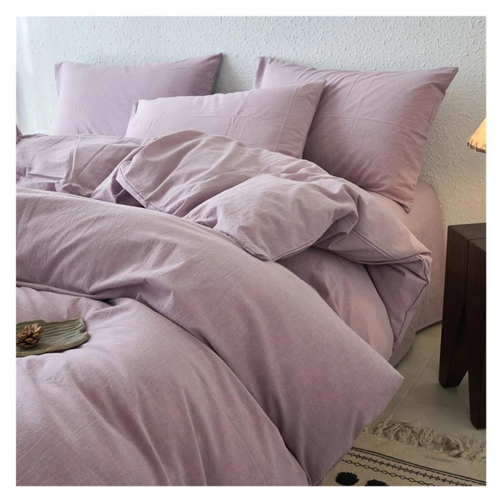 DJJSDMY Cotton Bedding Set Washed Cotton Yarn-Dyed Solid Color 3-Piece Duvet Cover Set (1 Duvet Cover + 2 Pillowcases) Full Size(Color 1,230x220cm(91x87 in))