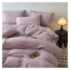DJJSDMY Cotton Bedding Set Washed Cotton Yarn-Dyed Solid Color 3-Piece Duvet Cover Set (1 Duvet Cover + 2 Pillowcases) Full Size(Color 5,240x220cm(94x87 in)) view 3