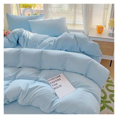 DJJSDMY Cotton Bedding Set Solid Bed Linen 4pcs with Sheet Duvet Cover Pillowcases Single Couple Bedsheet Single Couple Twin Size Full Size(Color 5,Twin Size 4pcs)