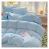 DJJSDMY Cotton Bedding Set Solid Bed Linen 4pcs with Sheet Duvet Cover Pillowcases Single Couple Bedsheet Single Couple Twin Size Full Size(Color 5,Twin Size 4pcs) view 1