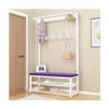 Exquisite Clothes Rail Rack Shoe Bench Coat Stand Rack Hanger Entryway Coat Rack with Shoe Bench 3-in-1 with Storage Bench with Shelf and Hanging Hook Freestand view 1