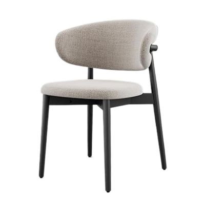 Adjustable Office Computer Chair with Armrest 1pcs Solid Wood Dining Chairs Modern Fabric Upholstered with Curved Padded Backrest(Black)